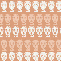 Vector pattern with   hand drawn   abstract illustration. Creative artwork with portrait . Template for card, poster, banner, print for t-shirt, pin, badge, patch.