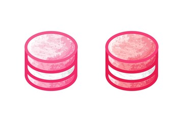 Pink Macaroons icon set. Vector illustration. Hand-drawn macaron, pink and white chalk on the white background.