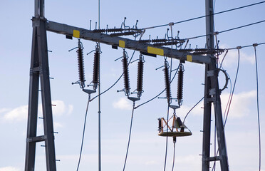 High voltage electric transformer station.