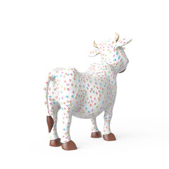 cereal cow in white background rear view