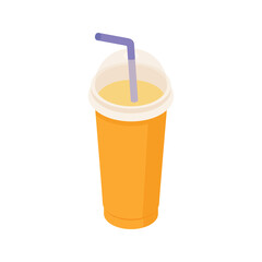 Cup, orange juice, takeaway, to go - Isometric vector illustration in flat design. 