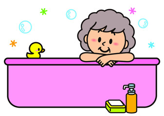 お風呂,湯,風呂,入浴,お湯,浴室,リラックス,バスタイム,女性,お婆さん,祖母,老人,老人ホーム,介護