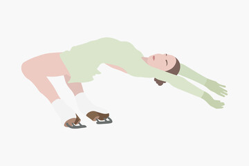 Abstract trendy cartoon illustration of female figure skater, cantilever, ice skating. Hand drawn vector elements isolated on white background for decoration, flyer, banner