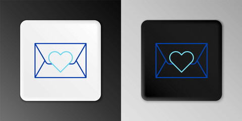 Line Envelope with Valentine heart icon isolated on grey background. Message love. Letter love and romance. Colorful outline concept. Vector