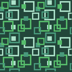 Seamless green background with abstract squares