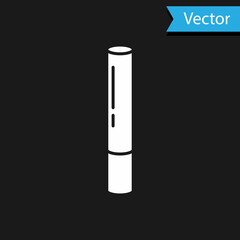 White Marijuana joint, spliff icon isolated on black background. Cigarette with drug, marijuana cigarette rolled. Vector Illustration