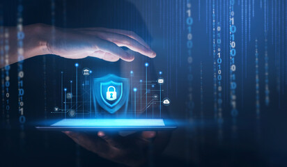 Network security system. Personal Data information on Tablet.Information and cyber security...