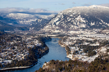 Obraz premium Aerial view of Castlegar, BC