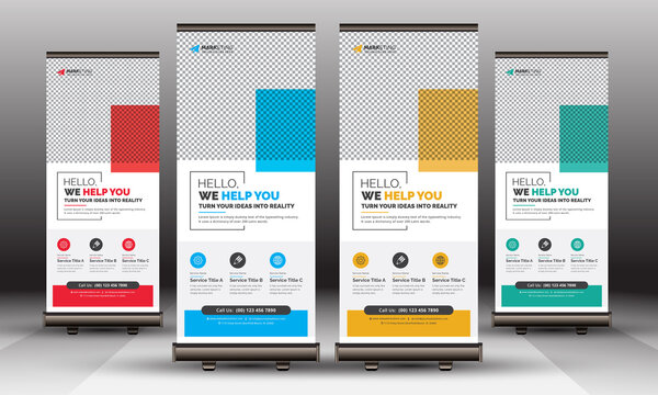 Modern Elegant Corporate Business Roll Up Banner Template Minimal Design, Creative Professional X Banner Standee for Commercial and Multipurpose Use