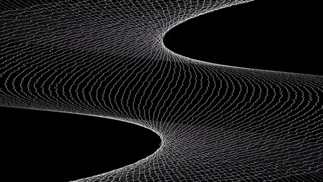 Abstract Waves Modern Strings 2 Twisted -black and white- 3D motion graphics