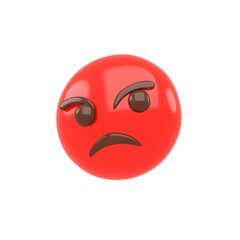 3D rendering Angry Emoji isolated on white background