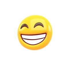 3d rendering of smiling emoji with eyes closed , happy emoji isolated on white background