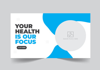 Healthcare clinic video thumbnail or web banner design template