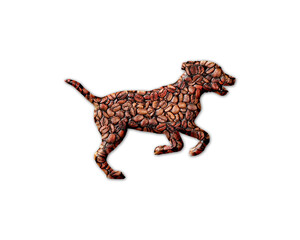 Dog Pet Running Coffee Beans Icon Logo Symbol illustration