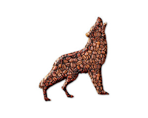 German Shepherd wolf Coffee Beans Icon Logo Symbol illustration