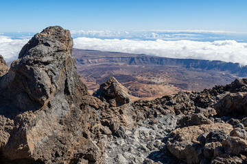 Hiking trail on Mount Teide on the Canary Island of Tenerife in Spain