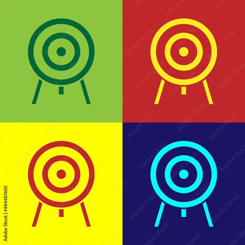 Poster pop art target icon isolated on color background. dart board sign. archery board icon. dartboard sig