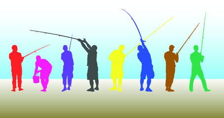 fishing people silhouettes