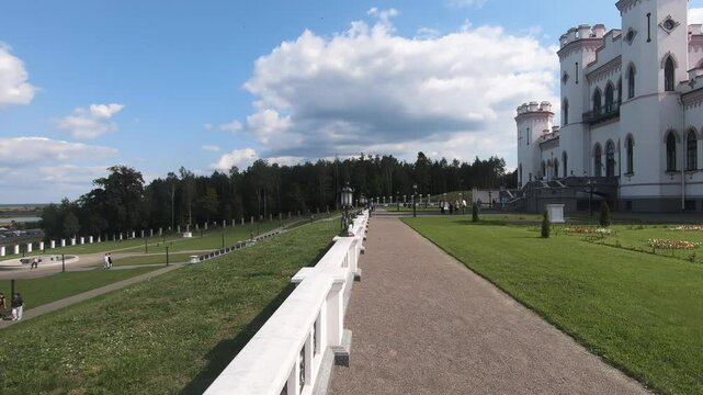 Puslowski castle in Kosava at summertime closeup. Republic of Belarus, Kosavo district