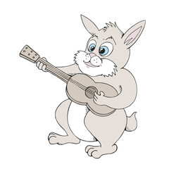 Funny rabbit playing guitar