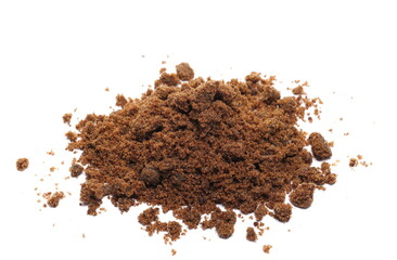 Sugar muscovado pile isolated on white 