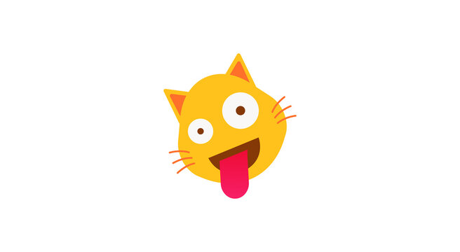 Happy vector emoticon cat. greening face cat emoji.