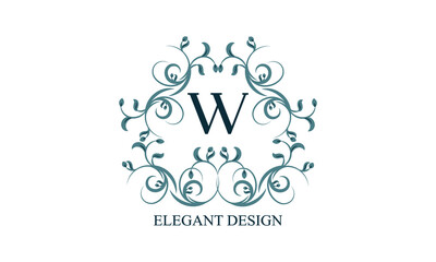 Fototapeta na wymiar Vintage elegant logo with initials W on a light background. Exclusive monogram for restaurants, clubs, boutiques, cafes, hotel cards. Business style and brand of the company.