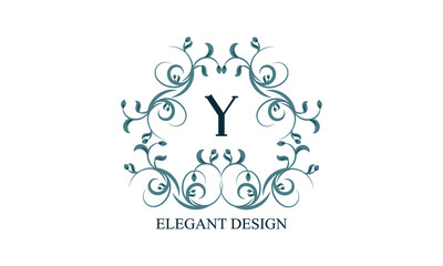 Vintage elegant logo with initials Y on a light background. Exclusive monogram for restaurants, clubs, boutiques, cafes, hotel cards. Business style and brand of the company.