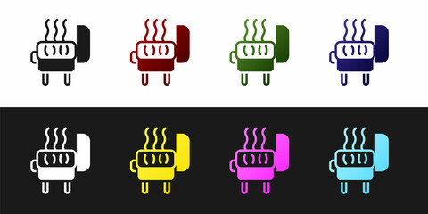 Set Barbecue grill icon isolated on black and white background. BBQ grill party. Vector