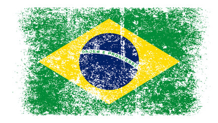 Brazil Flag Distressed Grunge Vintage Retro. Isolated on White Background