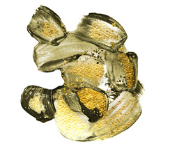 CAPPUCCINO. Abstract. Vivid painting. Golden abstraction of brush strokes. Adding gold drops, sprays, luxury brushes, gold elements. Modern abstract artwork. Masterpiece of designing art. 