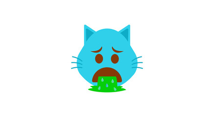 Illustration of a Cat Vomiting on the Floor, Symptom of Disease