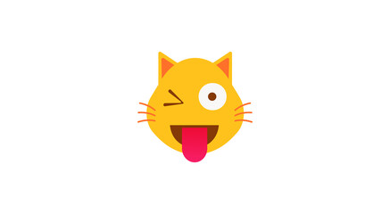 Happy vector emoticon cat. greening face cat emoji.