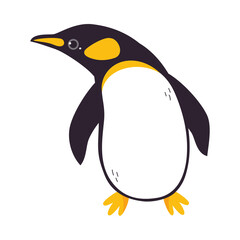 Funny Emperor Penguin as Aquatic Flightless Bird with Flippers Vector Illustration