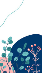 Flower story template vector background. Spring floral pattern with