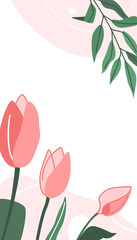 Flower story template vector background. Spring floral pattern with