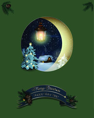 christmas card with christmas tree