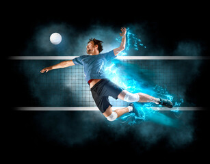 Volleyball player players in action. Sports banner - 484493605