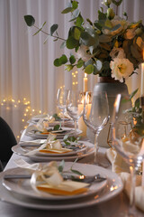 Festive table setting with beautiful decor indoors