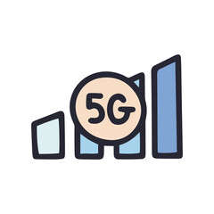 5g network indicator color vector doodle simple icon