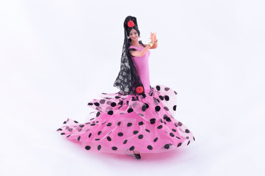 Flamenco Dancer Doll On A White Background