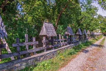 Fototapeta na wymiar Traditional wooden fence, Desesti village, Maramures area, Romania