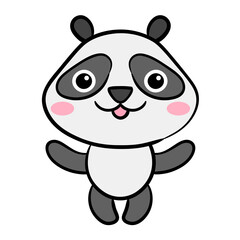 Cute panda cartoon icon. Vector illustration Chinese bear icons. Cartoon panda logo.