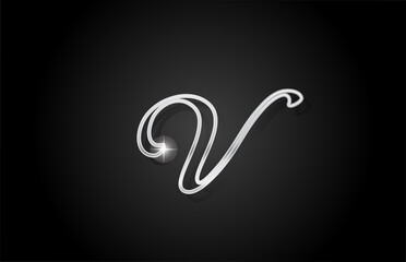 Obraz premium grey line V alphabet letter logo icon. Creative design for business and company