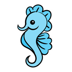 seahorse, vector illustration isolated on white background. Sea horse Cute cartoon Icon.