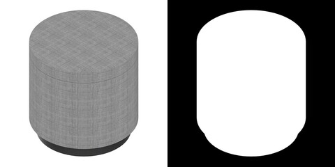 3D rendering illustration of a round footrest