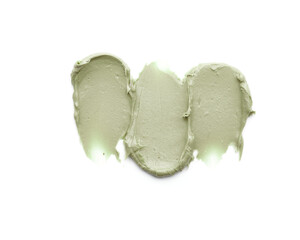 Colorful makeup texture isolated on white background. Cosmetic clay, lip, eye, foundation, or other beauty product sample of texture.