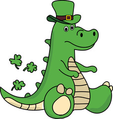 Saint Patrick Dinosaur vector illustration