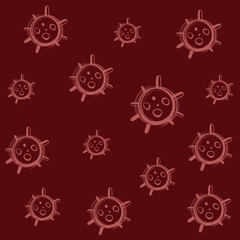 Bacterium Covid-19. Bacterium illustration on red background. Flat design