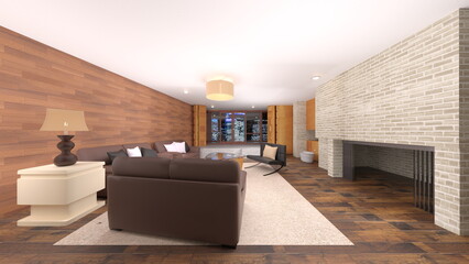 夜景が見えるリビングルーム